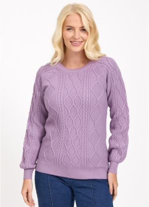 Mudflower Cable Knit Round Neck Jumper